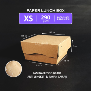 Paper Lunch Box Laminasi Ukuran XS Isi 100/50/25 Lembar Kotak Makan Ukuran XS Laminasi Tebal 290 gsm Paper Kraft Coklat Food Grade