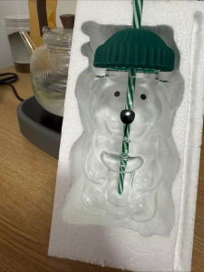 In-stock New for Starbucks Same Style Bear Straw Cup Honey Bear Cup with Straws Cute Mugs for Coffee Drinks 20oz Glass Cups