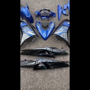 COVERSET LC LC135 V6 BIRU BLUE STORM THUNDER ORIGINAL HONG LEONG YAMAHA HLY STRIPE MORITAKA