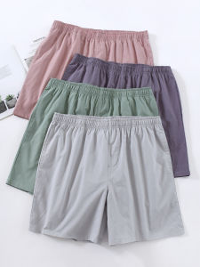 Mens Summer Casual Cotton Shorts Thin Breathable Home Wear High Waist Briefs Full Cotton Pajamas Lightweight Comfortable