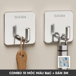 5/10Pcs Stainless Steel Self Adhesive Wall Hooks Heavy Duty Waterproof Hanging Hooks for Bathroom Kitchen Home Storage Organizer
