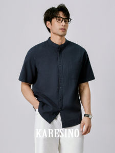 New Chinese Style Mens Shirt Short Sleeve Stand Collar Casual Business No Ironing Summer White Shirt Breathable Cotton Pure Color