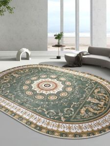 Elegant Oval Rug Ethnic Style Living Room Sofa Blanket Bedroom Bedside Mat American Country Style Home Decor Crystal Velvet