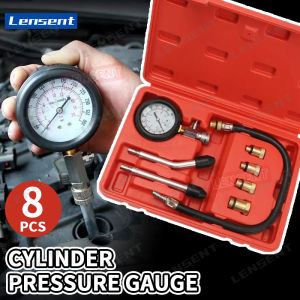 Lensent 8 chiếc máy nén xi lanh động cơ xăng máy đo bộ Bộ kiểm tra áp suất xi lanh động cơ xăng ô tô máy đo bộ kiểm tra áp suất áp suất dụng cụ kiểm tra xăng xe máy xe hơi rò rỉ