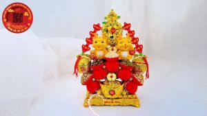 Tháp tỏi ông địa thần tài rồng vàng cát tường siêu đẹp có đèn led - TỎI CÁT TƯỜNG