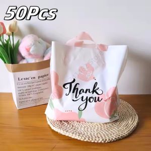 50Pcs Thank You Gift Bag Wedding Birthday Party Gift Packaging Plastic Bag Decoration Small Business Packaging Bag