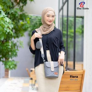 Flora 2in1 bag Tas wanita selempang dan tenteng kulit jeruk sintetis tekstur halus By Biru Tsabita