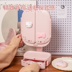 Kitty Cat Lighted Makeup Mirror Cute Practical Gift for Girlfriend Valentines Day Gift Mirror Creative Handmade Decorative