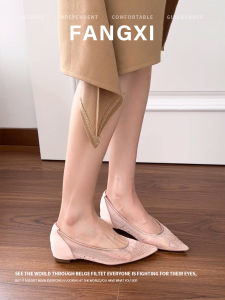 French Style Lace Pointed-Toe Internal Height Increasing Flat Shoes Women Slip-Ons Spring Autumn