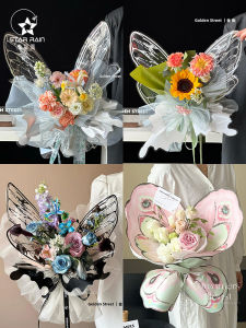 Meteor Shower Transparent Crystal Butterfly Wings Packaging Paper Fresh Flower Bouquet DIY Materials Flower Shop Floral Art Supplies