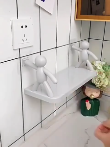 Bathroom Corner Shelf Kitchen Seasoning Storage Rack Adhesive Cosmetics Organizer Holder Wall Hanging Plastic