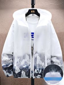 ROMON | Áo khoác thể thao mùa hè mỏng bằng lụa băng chống nắng cho nam thường ngày dài tay có mũ trùm đầu thời trang thành phố chống tia UV