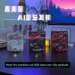 魔鬼猫/ZombiesCat | Zombies Cat B23 Graffiti Design Bluetooth 6.0 OWS Ear Clip Earbuds AI Translating Headphone TWS Wireless Earphone with Smart APP