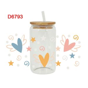 Cartoon Print Color Logo Cup Sticker Water Cup Sticker Glass Paster Cup Seamless Waterproof Crystal Label In Stock Decorative Sticker