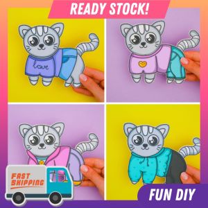 (DIY PACK) CAT HOUSE Busy Book l Paper Doll Book l DIY Book l Quiet Book l Kid Activity Book