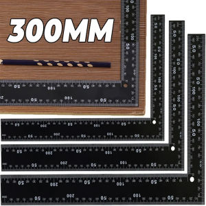 เครื่องวัดงานเย็บปักถักร้อยสำหรับงานไม้ไม้บรรทัดตัดกระดาษรูปตัว L อเนกประสงค์การวัดมุมทรงสี่เหลี่ยมทำจากหนังไม้บรรทัดตัดกระดาษโลหะ