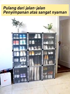 SaveMall Rak Sepatu Plastik Rak Sepatu Tertutup Rak Sepatu Anti Debu Shoe Rack Shoe Storage Boxes Kotak Sepatu Portable 8 Susun