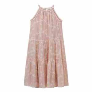 ชุดเดรสยาวปานกลางประดับดอกไม้สไตล์ฝรั่งเศสหรูหราสำหรับฤดูร้อน ชุดเดรสแขนกุดคอวีผู้หญิง B+AB ชุดเดรสยาวปานกลาง