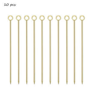10 Pcs 304 Stainless Steel Food Picks Reusable Cocktail Sticks Reusable Drink Picks Martini Picks Toothpicks Fruit Picks