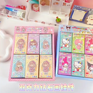 Sanrio Diamond Paint Keychain 🔑 三丽鸥DIY钻石贴画挂件 Gantungan Kunci Kraf Tangan Hadiah Comel Kuromi Melody Art Craft Kids Gift