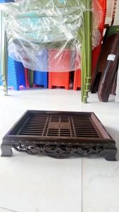 Khay trà chữ nhật hoa - Khay trà Đạo nhựa giả gỗ cao cấp Việt Nhật