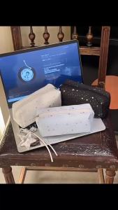 〔Q〕Multicolor Star Print Canvas Pencil Case Multi-functional Portable Zippered Pen Pouch Large Capacity Portable Cosmetic Bag