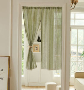 Japanese Style Cotton Linen Door Curtain Semi Curtain Short Curtain Bedroom Shop Commercial No Punching Partition Curtain