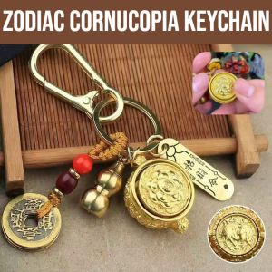 【Attracting Wealth And Treasure】Zodiac Cornucopia Keychain Wealth Safe Key Chain Auspicious Meaning