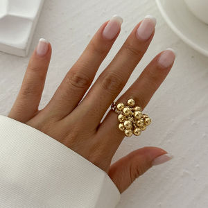 Ingemark | Ingemark Unique Exaggerated Large Petal Flower Rings for Women Vintage Geometric Adjustable Finger Ring Grunge Jewelry Steampunk