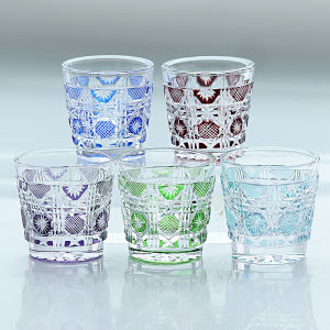 35ml 1.5 oz Luxury Hand Cut And Colored Soju Glass Japanese Style Sake Glass Edo Kiriko Liquor Shot Glass