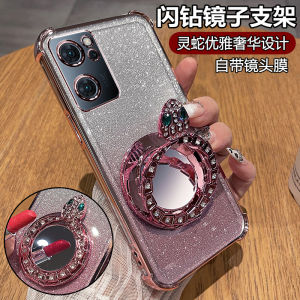 Oppo Reno7 pro Soft Silicone Case with Lens Film Full Cover Anti-Fall Transparent Shockproof New Model 5G Female Version with Mirror Stand