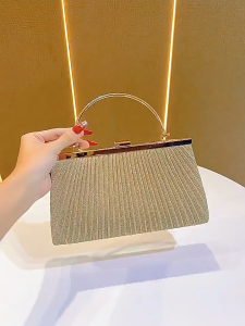 HOL New Shiny Pleated Large Capacity Handbag Fashionable Simple Elegant Casual All-match High-end Niche Princess Crossbody Evening Gift Bag