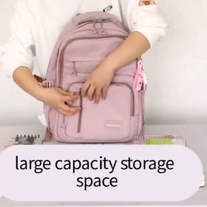 กระเป๋าเป้สะพายหลังไนลอนนักเรียน อเนกประสงค์ พร้อมช่องใส่แล็ปท็อป ดีไซน์สวยงาม เหมาะสำหรับนักเรียนสาว ST005