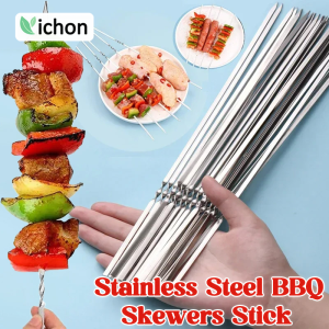 10Pcs Stainless Steel BBQ Skewer Sticks Reusable Grill Fork Outdoor Camping Party Reusable Barbecue Tools Set