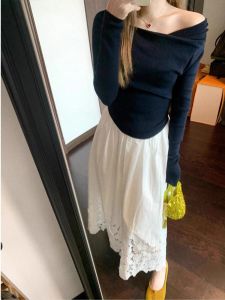 Bộ Đồ Hai Mảnh Thời Trang Kiểu Pháp Dành Cho Nữ Mùa Xuân 2025 Váy Hở Lưng Cổ Chữ a Dài Tay Áo Khoác Ngoài Thời Trang