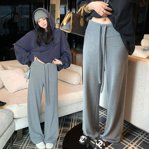 Quần Ống Rộng Cotton Lông Vũ Không Dây Cho Bà Bầu Quần Dài Thường Ngày Mùa Xuân Thu Quần Dài Thể Thao Không Bụng