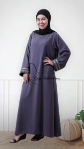 RAP COLLECTION Abaya Dress Gamis Wanita Busui Tangan Pita Silver Ada Saku S M L XL XXL