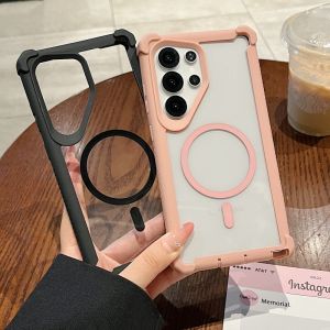 For Magsafe Clear Soft Shockproof Armor Case For Samsung S25 Ultra S24 Plus Magnetic Wireless Charging Hard Hybrid Bumper Cover