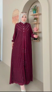 Manda Gamis Muslim Crinkle Brukat Kondangan Lebaran Mewah Cantik Airflow Dewasa Pesta Maxi Dress