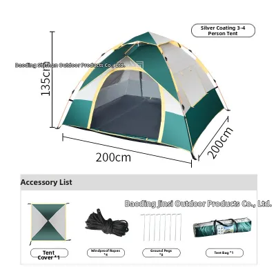 Auto-pop-up 2-4 Person Tent for Outdoor Camping