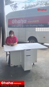 [ Freeship HCM] [Video thực tế] Bàn ăn thông minh xếp gọn Ohaha có bánh xe - BA026