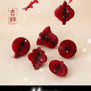 Đèn lồng tổ ong đỏ trang trí tết Sét 5 đèn lồng tổ ong mini nhiều hình dáng Lồng đèn trang trí