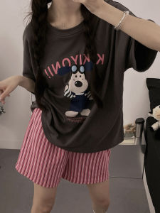 HANQIANNUO | Pajama Set Striped Pachu Dog Oversized Outwear