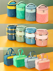 Portable Round Lunch Box for Office Workers Multi-layer Insulated Thermal Lunch Box Large Capacity 1.8L 304 Stainless Steel European Style