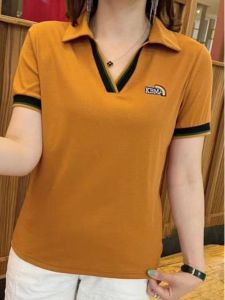 Lapel Casual Short Sleeve T-Shirt Womens Summer New Arrival Polo Shirt Younger Mom Wear Loose Slim Looking Best Selling Tops