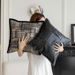 Luxury Designer Leather Weaving Pillow Cover
