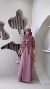 BISA COD - BEST SELLER Citra Dress Size MLXLXXL Bahan Silk mix Brukat Premium Gamis Wanita Terbaru Gamis Kondangan Wanita Dress Muslim Pesta Fashion Wanita Muslim