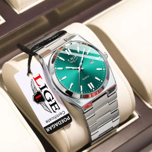 LIGE Men Watch Business Calendar Sport Quartz Watch Waterproof Luminous Stainless Steel Watches For Men + Box