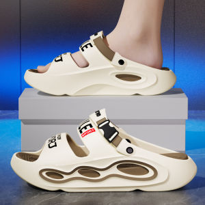 Mens Summer Thick Bottom Sandals Wear-Resistant Anti-Slip Driving Beach Slippers Casual Sporty EVA Footwear for Youth And Middle-Aged