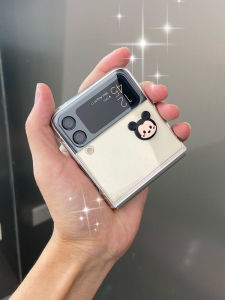 Ultra-Thin Foldable Screen Phone Case for Samsung ZFlip4 Transparent Protective Cover W23Flip Cute Cartoon Style Anti-Slip
